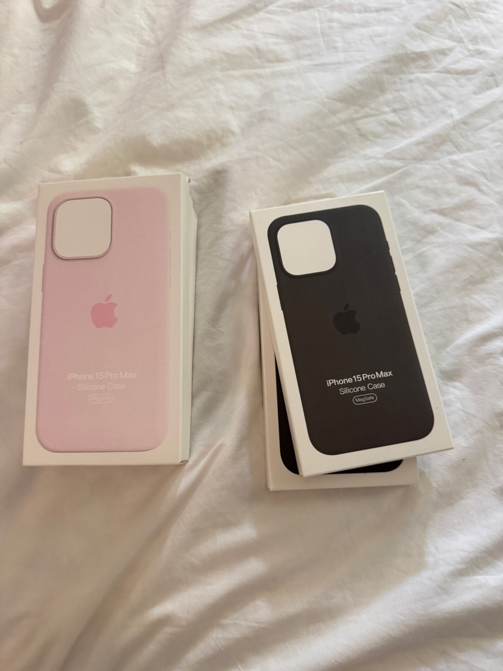 Apple iPhone 15 Pro Max Silicone Case Pair - Light Pink & Grey